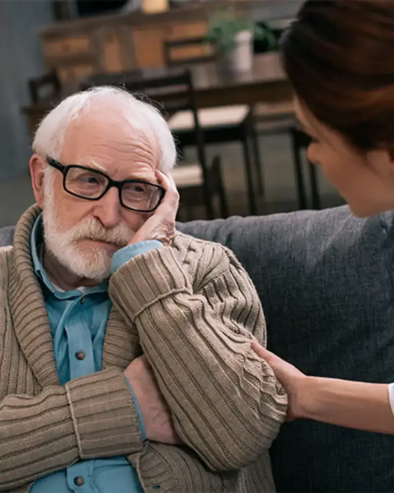 Worried woman struggling with memory lapses